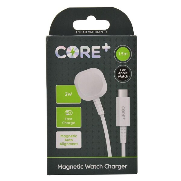 Core Magnetic Watch Charger 2W/1.5m Cable/Cradle For Apple Watch 1-9/SE White