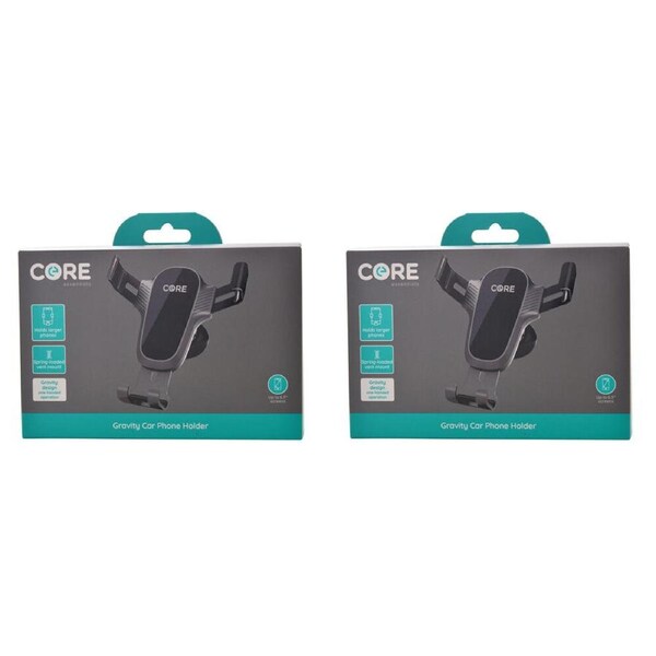 2PK Core Gravity Car Vent Phone Holder Universal Smartphone Mount/Stand Black