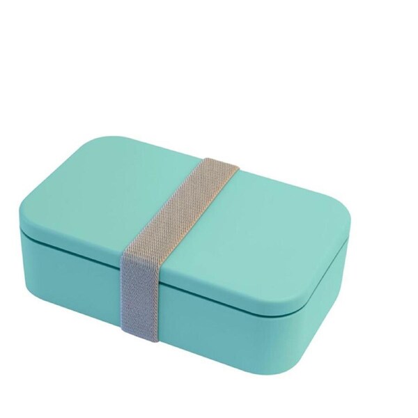 Cuisena Rectangular Bento Lunch Box Food Container w/ Utensils Cutlery Aqua