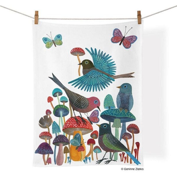 WerkShoppe Cotton Kitchen Tea Towel Dry Dish Cloth 53.5x71cm Mushroom Garden