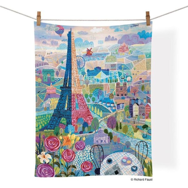 WerkShoppe Cotton Kitchen Tea Towel Drying Dish Cloth Rect 53.5x71cm Paris
