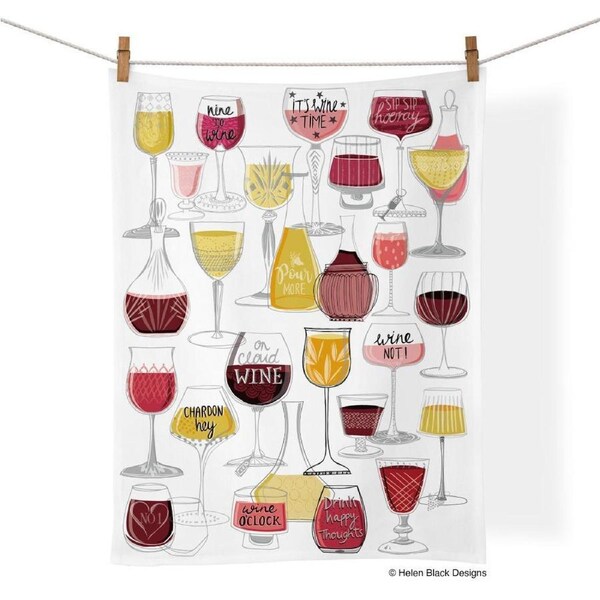 WerkShoppe Cotton Kitchen Tea Towel Drying Dish Cloth 53.5x71cm Wine Time
