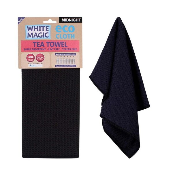 White Magic Reusable 70x50cm Tea Towel Absorbent Cleaning/Drying Cloth Midnight