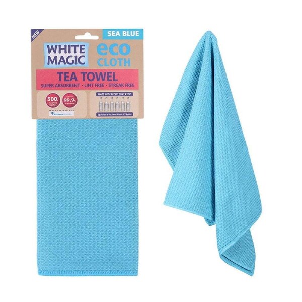 White Magic Reusable 70x50cm Tea Towel Absorbent Cleaning/Drying Cloth Sea Blue