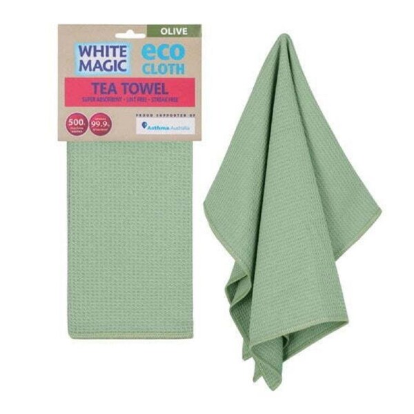 White Magic Reusable 70x50cm Tea Towel Absorbent Cleaning/Drying Cloth Olive