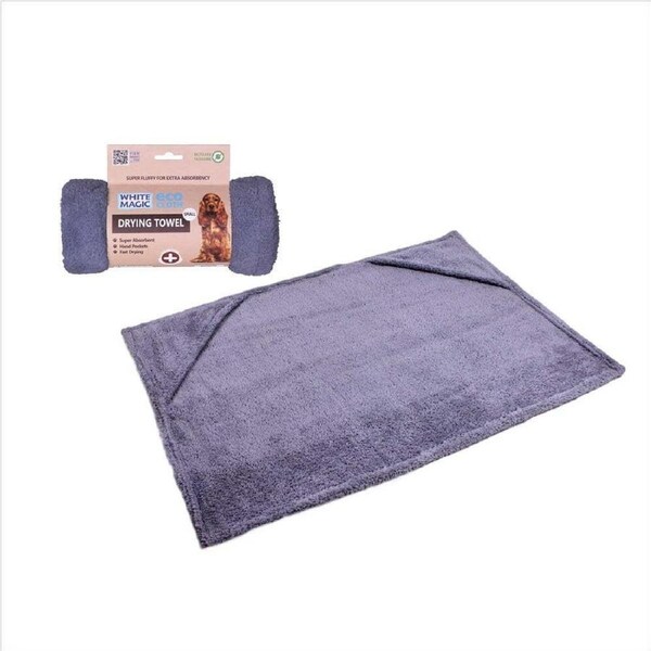 White Magic 60x40cm Pet/Dog Absorbent Drying Towel Small w/ Hand Pocket Purple