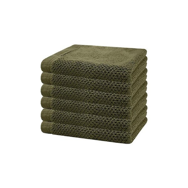 6pc Bambury 33x33cm Angove Face Washer Olive Soft Bathroom Towel Cotton