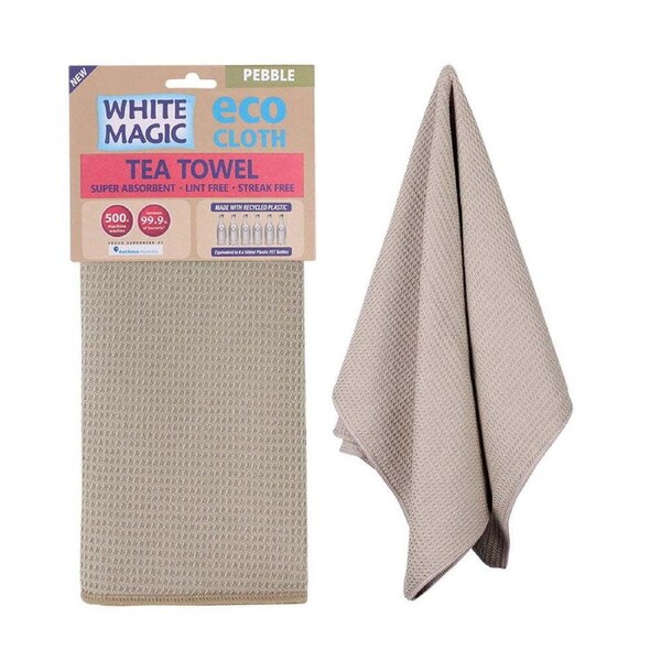 White Magic Reusable 70x50cm Tea Towel Absorbent Cleaning/Drying Cloth Pebble