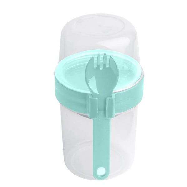 LocknLock To-Go 2-Way Food Container Storage w/ Fork Utensil 17.6cm Aqua