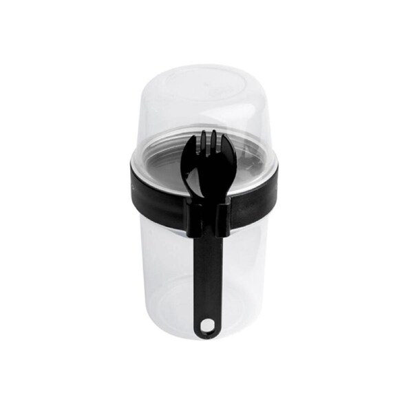 LocknLock To-Go 2-Way Food Container Storage w/ Fork Utensil 17.6cm Black