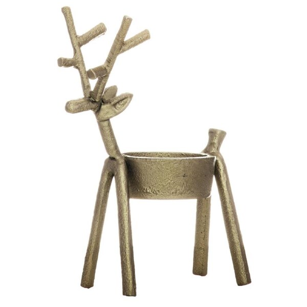 Ladelle Prancer Reindeer Handcrafted Gold Tea Light/Candle Holder 7.6x35x14cm