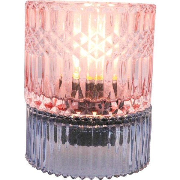 LVD Led Glass Home/Room Bedside Lamp Night Light Tabletop Decor 14cm BLU/PNK