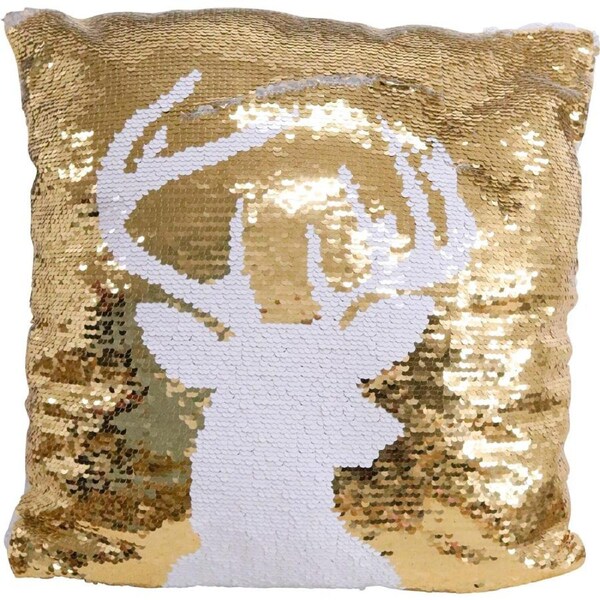 LVD Deer Polyester Pillow Cushion Home/Living Room Xmas Decor 40x40cm Gold