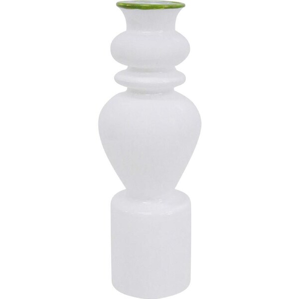 LVD Glass Flower Bud Vase Decorative Display Pot Home/Room Decor 18.5cm WHT