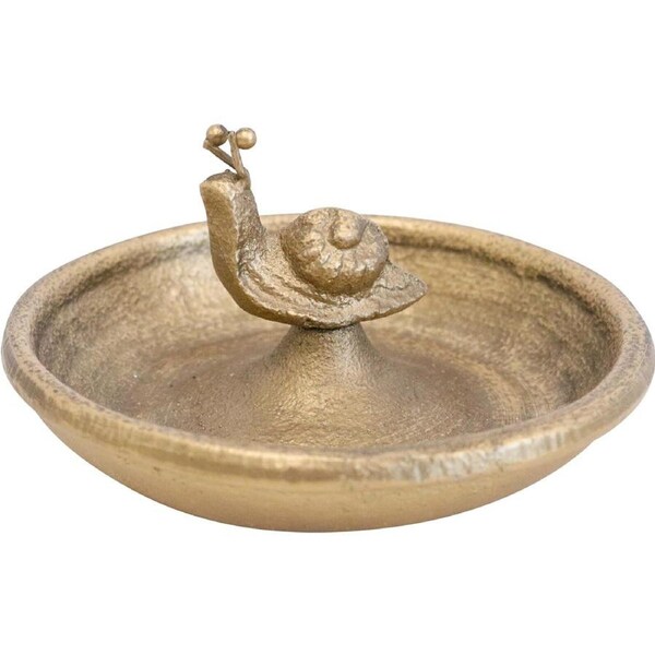 LVD Jewellery Storage Trinket Tray Snail Home/Room Decor Round 12cm Gold