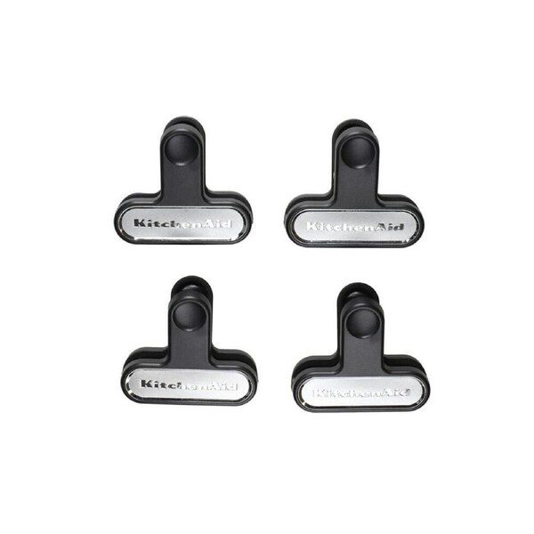 4pc KitchenAid Reusable Food Secure Plastic Storage Bag Clips Set BLK/SLVR