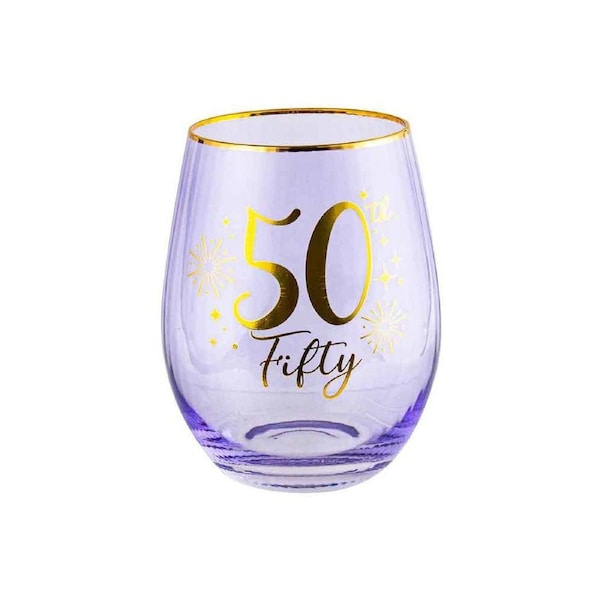 50th Fluted Stemless Handmade Drinking Glassware/Home Decoration 600ml/13cm