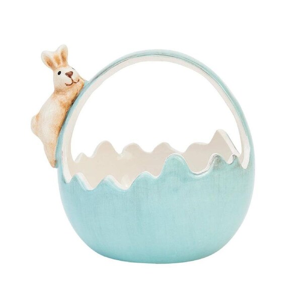 Annabel Trends Ceramic Bunny Basket Festive Easter Egg Holder Lrg 11.5cm BLU