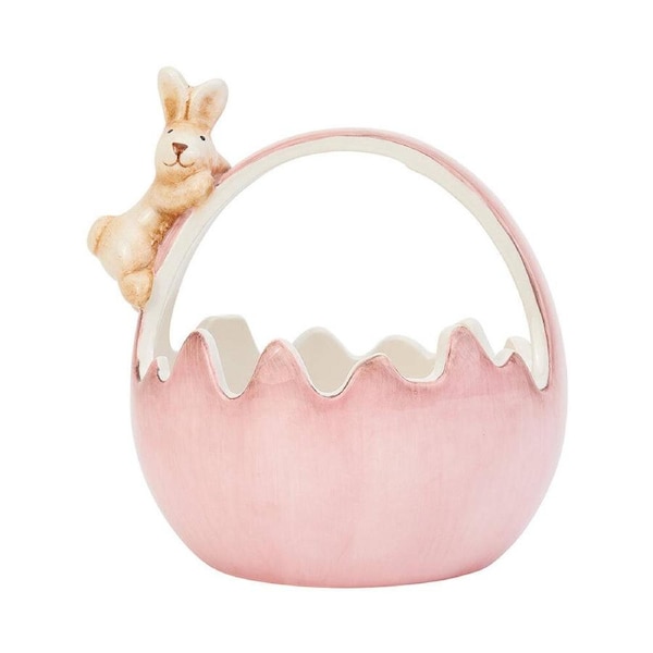 Annabel Trends Ceramic Bunny Basket Festive Easter Egg Holder Lrg 11.5cm PNK