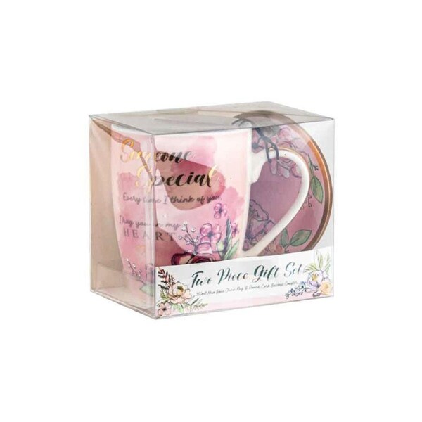 Someone Special Ceramic 350ml Tea/Coffee Mug w/ Coaster Drinkware Set Pink