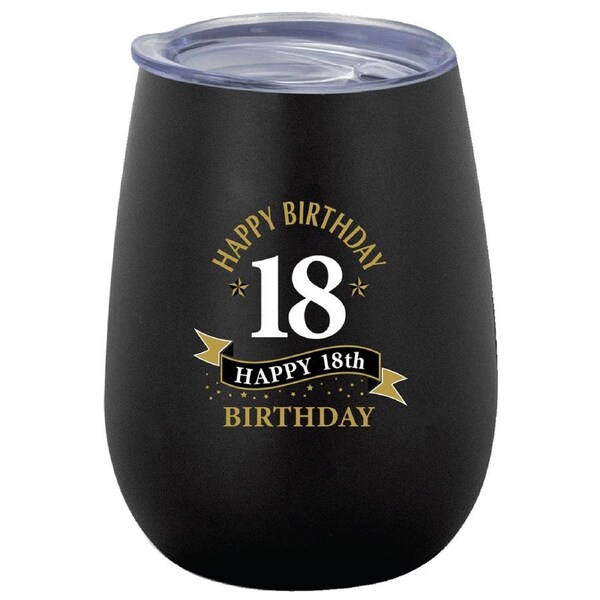 18th Birthday 360ml Stainless Steel Double Walled Tumbler Insulated Mug Black