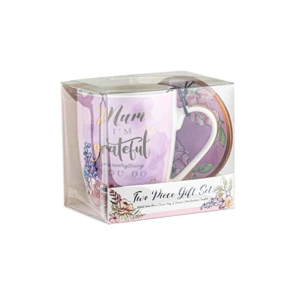 Mum Ceramic 350ml Tea/Coffee Mug Milk Cup w/ Coaster Drinkware Set Purple