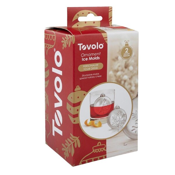 2pc Tovolo Ornamental Ice Maker Mould Set w/ Silicone Cap Tree/Snowflake