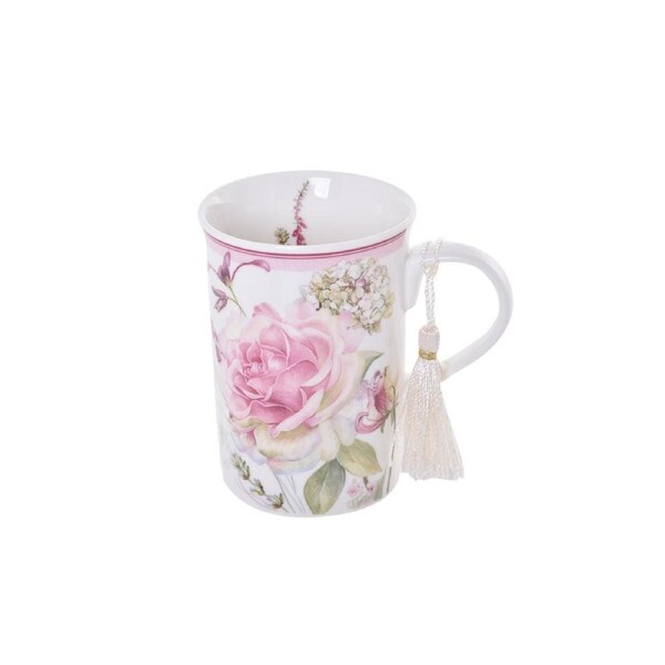 Gibson Gifts Roses & Dandelion Tasseled Ceramic Coffee Mug Drinkware w/ Box