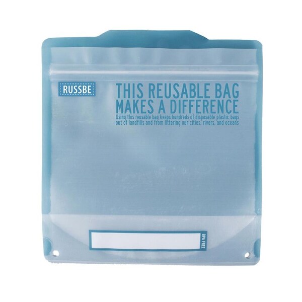 8oc Russbe Reusable Resealable Sandwich Bag Storage Set 19cm Blue Statement