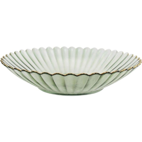 LVD Glass Dish Serve Plate Decorative Home/Dining Tableware Large Moss/Gold