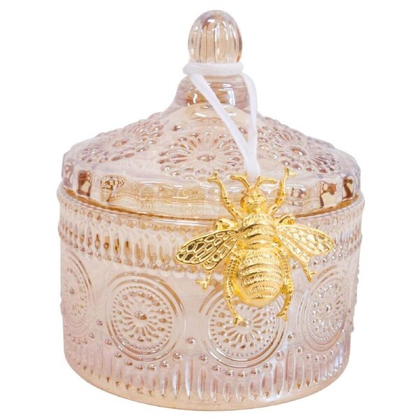 LVD Glass Trinket Decorative Jewellery Storage Home Decor 8.5x10cm Chloe Amber