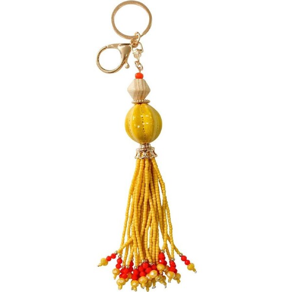 LVD Hanging Keyring Bag Hanger w/ Beads/Tassel Design Accessory 15.5cm Natural