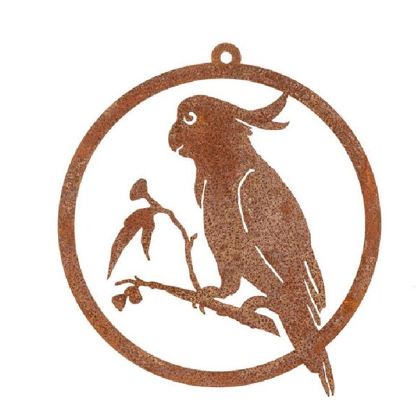 Garden Rust 30cm Single Ring Birds Wall Hanging Ornament Patio Decor Assorted