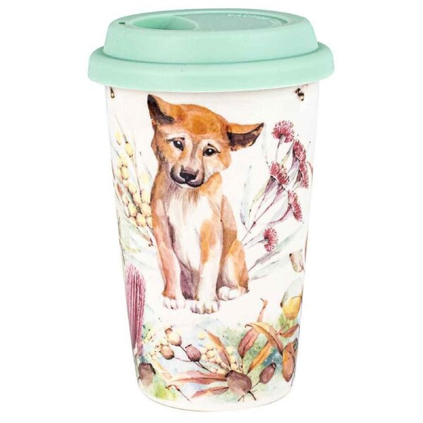 Flora & Fauna Dingo 290ml Travel Mug Double Walled New Bone China Drinking Cup