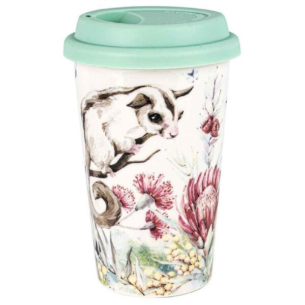 Flora & Fauna Possum 290ml Travel Mug Double Walled New Bone China Drink Cup