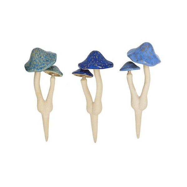 Mushroom Double 29cm Ceramic Outdoor Ornament Yard/Patio Garden Decor Decor Blue