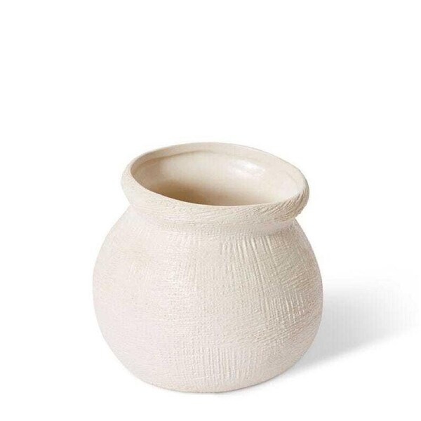 E Style 15cm Ceramic Wanda Plant/Flower Vase Tabletop Decor Hessian White
