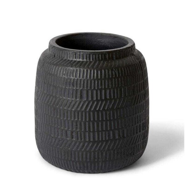 E Style Terrell 20cm Cement Plant Pot Home Decorative Planter Round Black