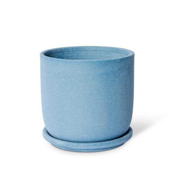 E Style Allegra 15cm Ceramic Plant Pot w/ Saucer Home Decor Planter Blue