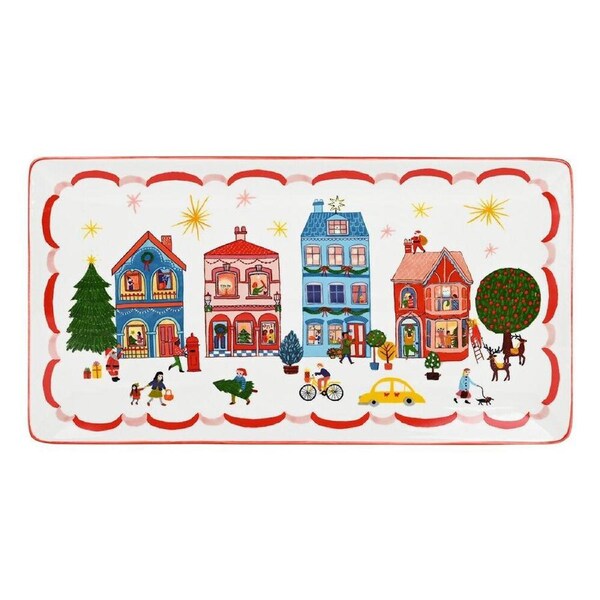 Porto Night Before Porcelain Rectangle Serve Platter Kitchen Decor 30cm Pink