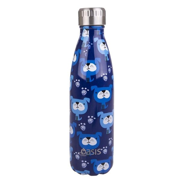 Oasis 500ml Double Wall Insulated Drinking Bottle Stainless Steel Blue Heeler