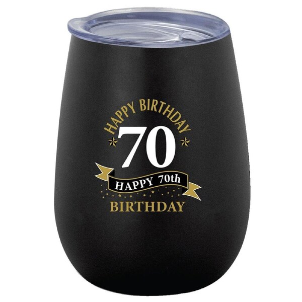 70th Birthday 360ml Stainless Steel Double Walled Tumbler Insulated Mug Black