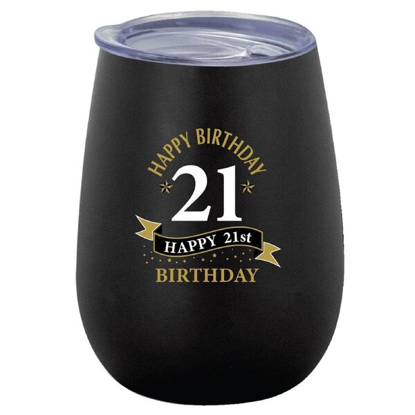 21st Birthday 360ml Stainless Steel Double Walled Tumbler Insulated Mug Black