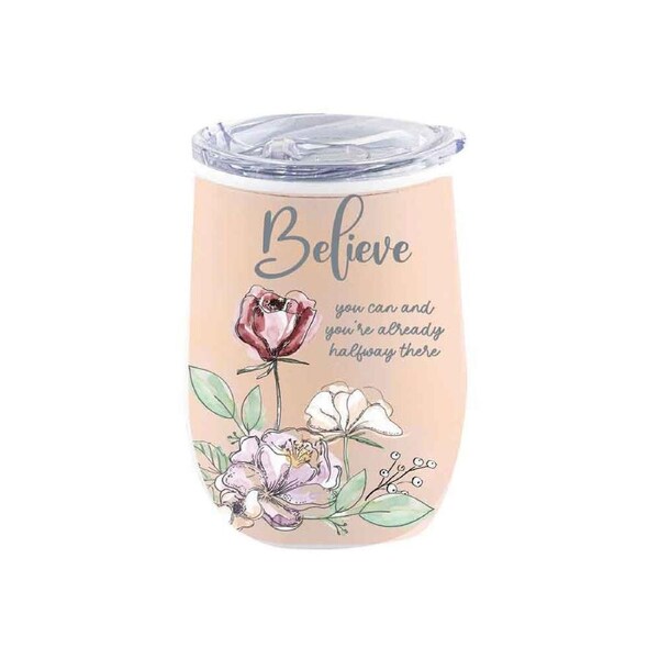 Believe 360ml S/Steel Double Walled Travel Tumbler Insulated Cup/Mug Beige