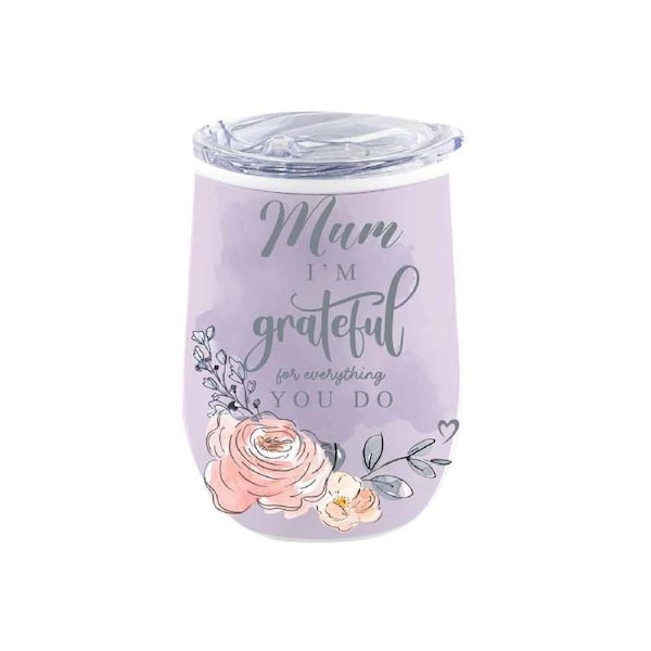 Mum 360ml Stainless Steel Double Walled Travel Tumbler Insulated Mug Purple