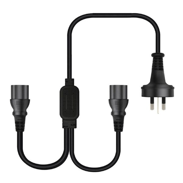 Cruxtec 3 Pin AU Male to 2x Female IEC-C13 Y-Splitter Power Cable 3m Black