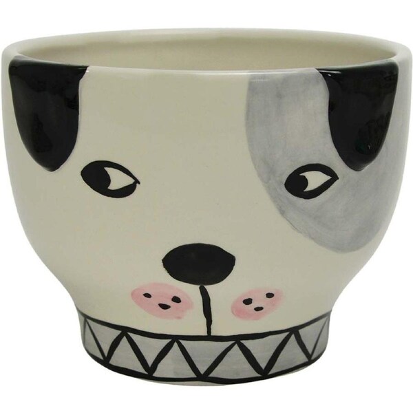Annabel Trends Cute & Quirky Ceramic Animal Planter Medium Patch Dog 15.5cm