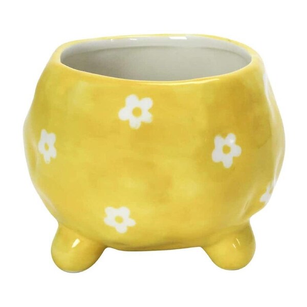 Annabel Trends Ceramic Planter Flower/Plant Pot 8.5x10cm Decor Daisy Yellow