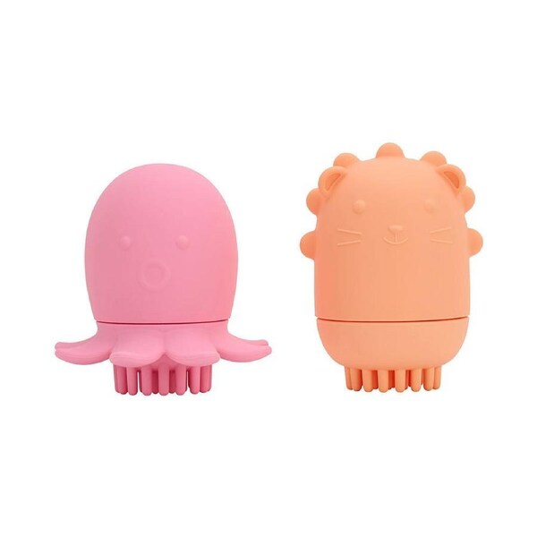 Annabel Trends Silicone Baby Bath Time Toy/Brush Fun Play Set Octopus/Lion