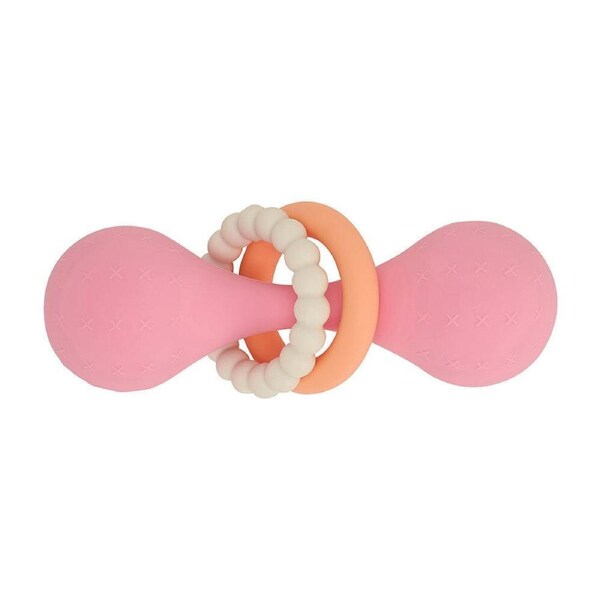Annabel Trends Silicone Dumbbell Rattle/Rings Baby/Children Sensory Toy Pink